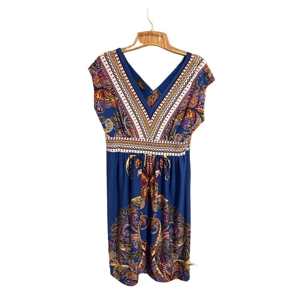 Kiara Women’s Size S Summer Shift Dress Slip on VNeck Multicolored